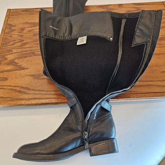 Blondo Enya Waterproof Black Leather Boots Women 6.5M Knee High, Full Zip - Picture 7 of 13